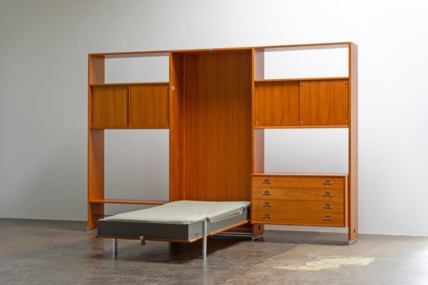 Ry 100 Shelf System with Teak Fold-Out Bed by Hans J. Wegner for Ry Møbler, Denmark, 1960s-AO-2025968