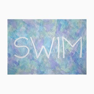 Ryan Rivadeneyra, Swim, Summer Fresh Painting on Paper, Typography in Purple, 2021-RWC-866914