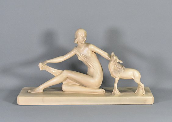 S Melani, Art Deco Figurative Sculpture, 1920s, Plaster-CTD-1792439