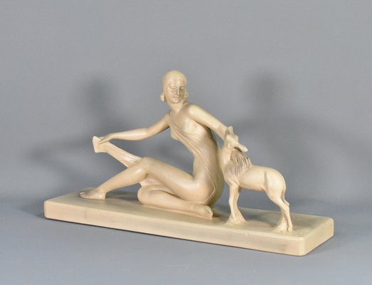 S Melani, Art Deco Figurative Sculpture, 1920s, Plaster-CTD-1792439