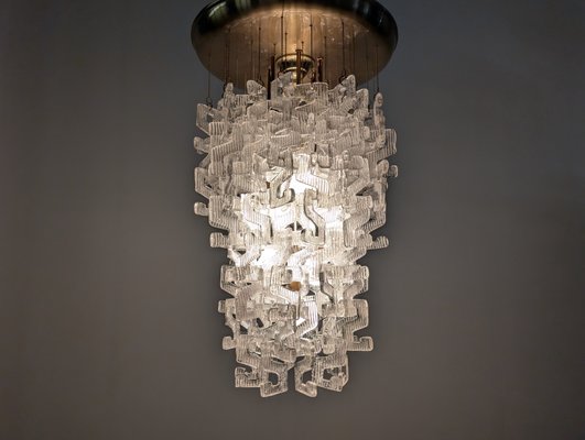 S Shaped Murano Glass Chandelier from Mazzega, 1970s-JJT-2025963