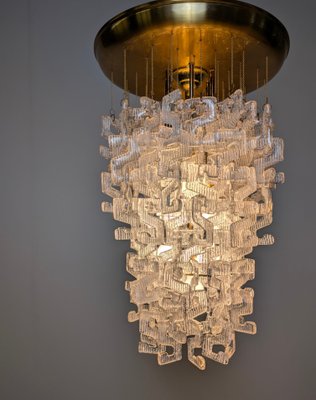 S Shaped Murano Glass Chandelier from Mazzega, 1970s-JJT-2025963