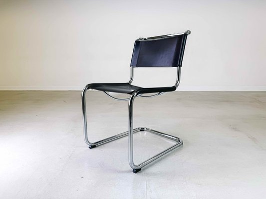 S33/S34 Cantilever Chair in Black Leather by Mart Stam & Marcel Breuer for Thonet, 1990s-QDV-1966661