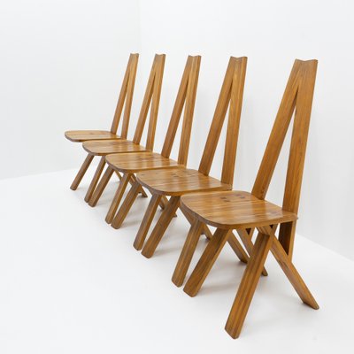 S45 Chairs by Pierre Chapo, 1980s, Set of 5-TJQ-1305330