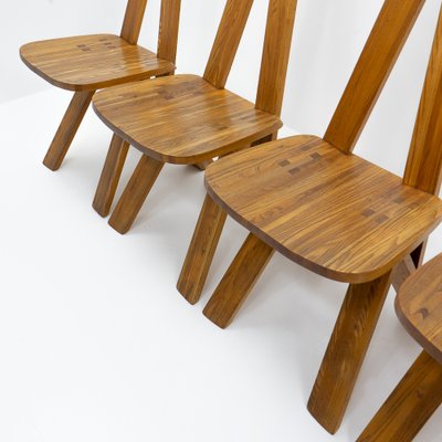 S45 Chairs by Pierre Chapo, 1980s, Set of 5-TJQ-1305330