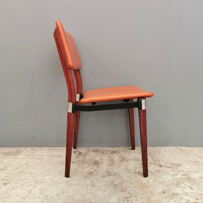 S82 Leather and Wood Chairs by Eugenio Gerli for Tecno, 1960s, Set of 4-PRS-1448842