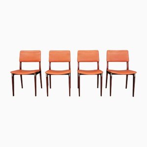 S82 Leather and Wood Chairs by Eugenio Gerli for Tecno, 1960s, Set of 4-PRS-1448842