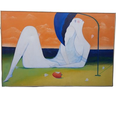 Saadi, Woman and Strawberry, Oil on Canvas-TCS-1075629