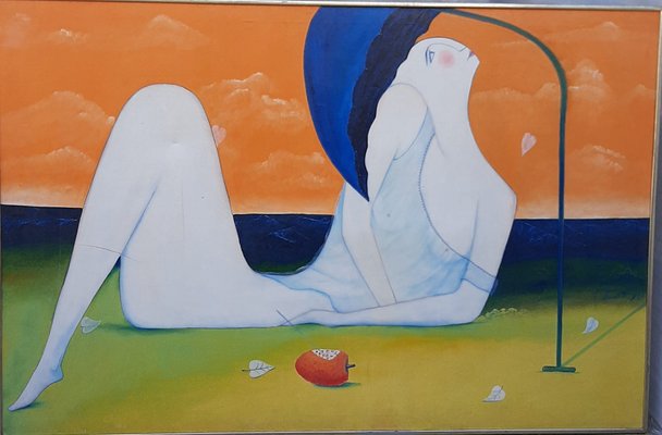 Saadi, Woman and Strawberry, Oil on Canvas-TCS-1075629