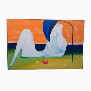 Saadi, Woman and Strawberry, Oil on Canvas-TCS-1075629