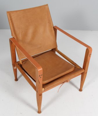 Safari Chair with Ottoman attributed to Kaare Klint for Rud Rasmussen, 1960s, Set of 2-HJB-1724397