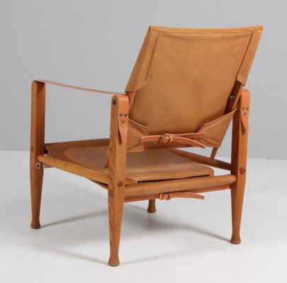 Safari Chair with Ottoman attributed to Kaare Klint for Rud Rasmussen, 1960s, Set of 2-HJB-1724397