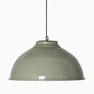 Sage Green Enamel Hanging Lamp, 1950s-JC-1389072