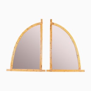 Sails Mirrors in Rattan, 1970s, Set of 2-DSC-1764668