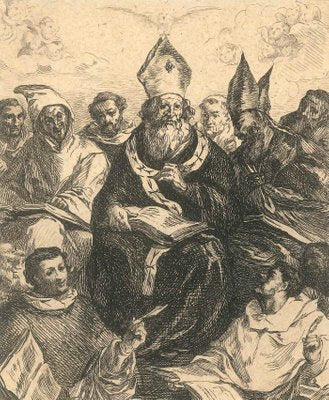 Saint Basile - Original black and white Etching After F. Herrera the Old 1859-ZCI-754885