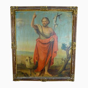 Saint John the Baptist and the Mystic Lamb, 19th-Century, Oil on Canvas, Framed-WSV-1028757