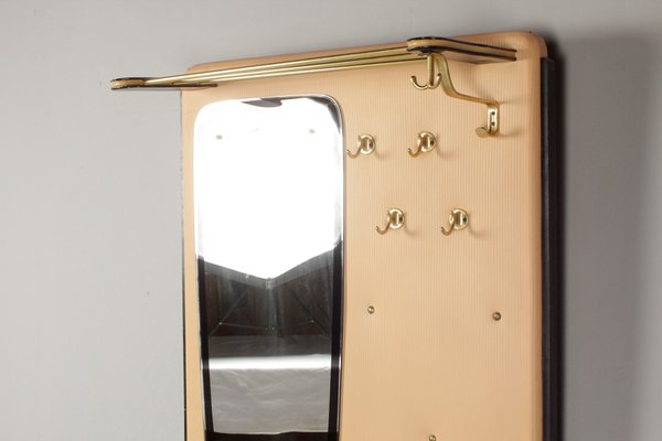 Salmon-Colored Compact Wardrobe with Mirror, 1961-DUM-1703451