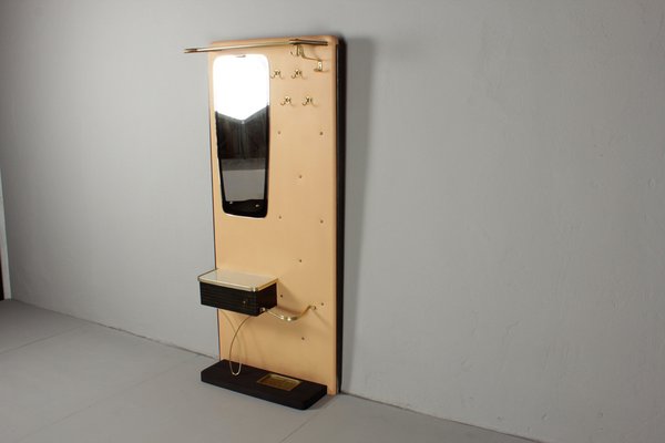 Salmon-Colored Compact Wardrobe with Mirror, 1961-DUM-1703451