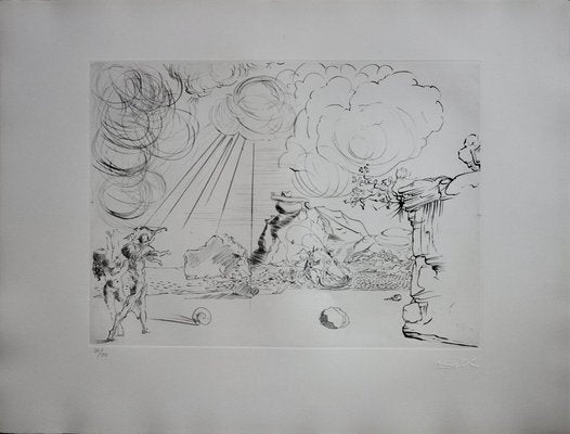 Salvador Dali, Beach in Cadaques, Original Dry Point-KHH-1202107