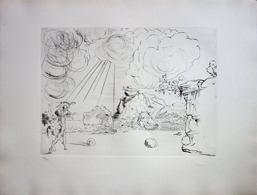 Salvador Dali, Beach in Cadaques, Original Dry Point-KHH-1202107