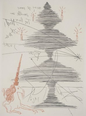 Salvador Dali, Unicorn Christmas Tree, 1965, Original Engraving-KHH-2023059