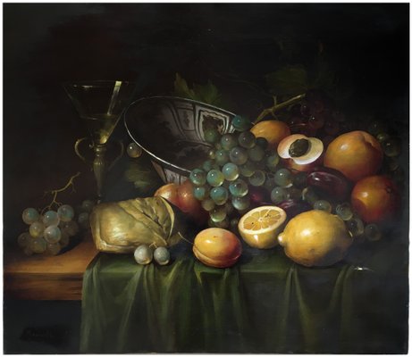 Salvatore Marinelli, Italian Still Life, Oil on Canvas, Framed-YUW-1298460