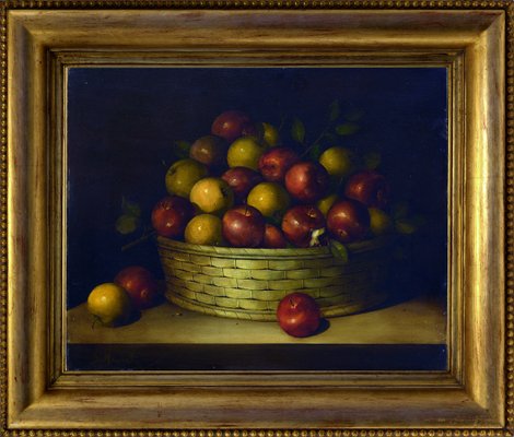 Salvatore Marinelli, Still Life with Apples, Oil on Canvas, 1980s, Framed-VHF-2041826