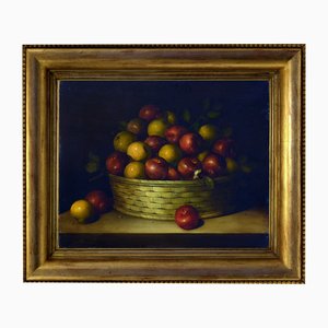 Salvatore Marinelli, Still Life with Apples, Oil on Canvas, 1980s, Framed-VHF-2041826