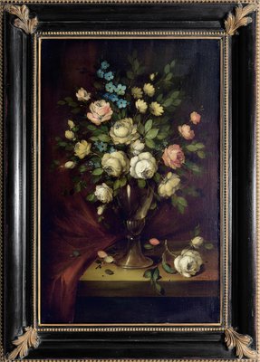 Salvatore Marinelli, Still Life with White Roses, Oil on Canvas, 1980s, Framed-VHF-2041846