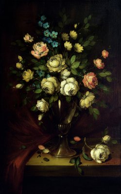 Salvatore Marinelli, Still Life with White Roses, Oil on Canvas, 1980s, Framed-VHF-2041846