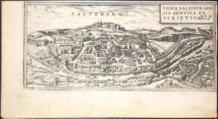 Salzburg, Map from ''Civitates Orbis Terrarum''-by F. Hogenberg - 1575 1575-ZCI-757880