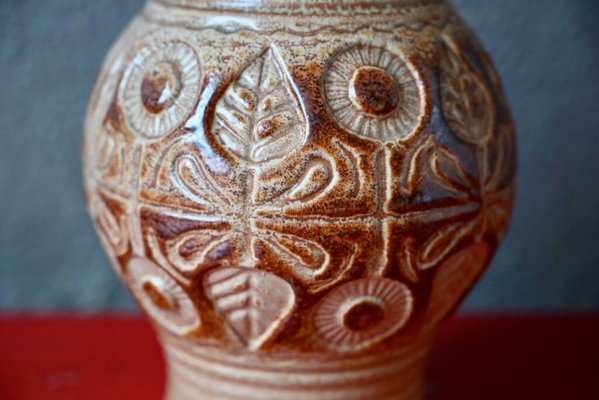 Sand-coloured Vase with Flowers by Wekara Keramik, 1960s-AIU-1744390