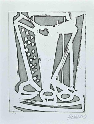 Sante Monachesi, Hourglass, Original Etching, 1970s-ZCI-1304520