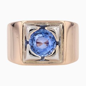 Sapphire 18 Karat Yellow Gold Tank Signet Ring, 1940s-OLU-1743325