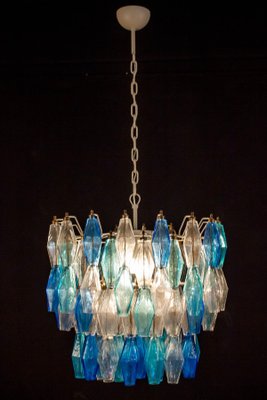 Sapphire-Colored Murano Glass Poliedri Chandelier in the Style Carlo Scarpa-MBH-1032401