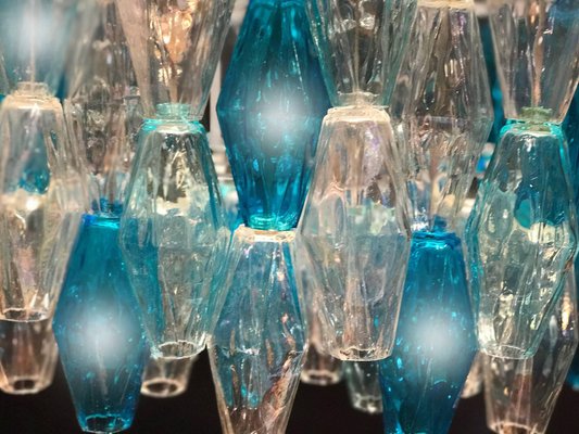 Sapphire-Colored Murano Glass Poliedri Chandeliers in the Style Carlo Scarpa, Set of 2-MBH-1032331