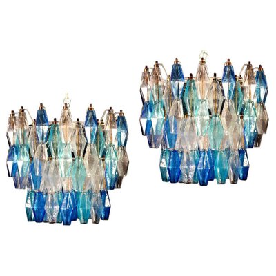 Sapphire Murano Glass Poliedri Chandelier in the Style of C. Scarpa-MBH-1032604