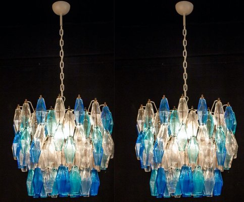 Sapphire Murano Glass Poliedri Chandelier in the Style of C. Scarpa-MBH-1032604