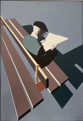 Sarah Wiame, Le Journal, 1975, Large Acrylic on Canvas Painting-VAM-1821381