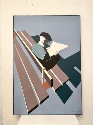 Sarah Wiame, Le Journal, 1975, Large Acrylic on Canvas Painting-VAM-1821381