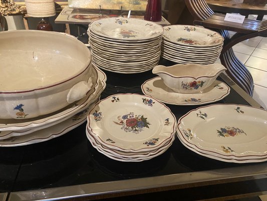 Sarreguemines Floral Plates Service, Set of 35-TEP-1807524