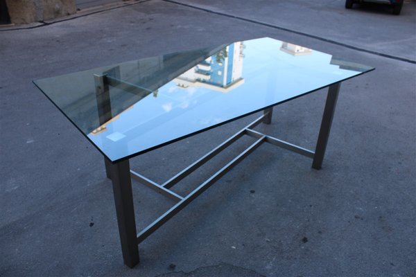 Satin Steel Dining Table from Formanova, 1960s-EH-691779