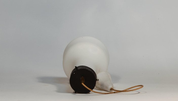 Satin White Glass Ceiling Lamp, Italy, 1960-RAQ-1058263