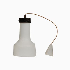 Satin White Glass Ceiling Lamp, Italy, 1960-RAQ-1058263