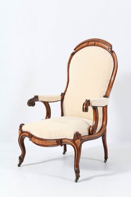 Satinwood Victorian High Back Armchair or Voltaire Chair, 1860s-MY-824019