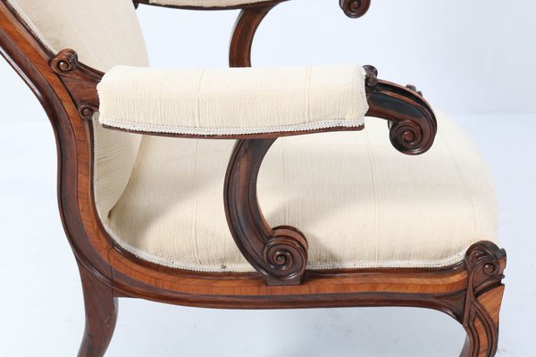 Satinwood Victorian High Back Armchair or Voltaire Chair, 1860s-MY-824019