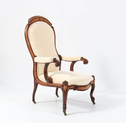 Satinwood Victorian High Back Armchair or Voltaire Chair, 1860s-MY-824019