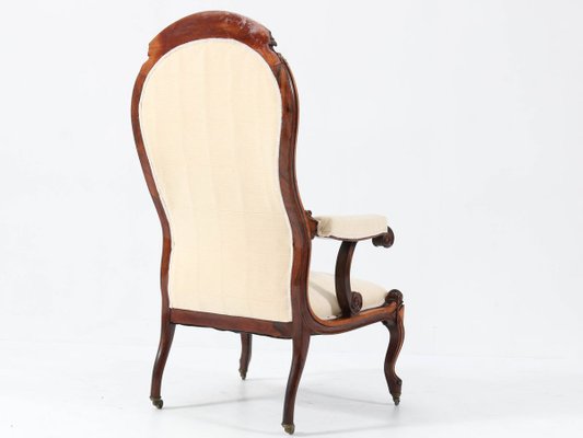 Satinwood Victorian High Back Armchair or Voltaire Chair, 1860s-MY-824019