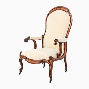 Satinwood Victorian High Back Armchair or Voltaire Chair, 1860s-MY-824019