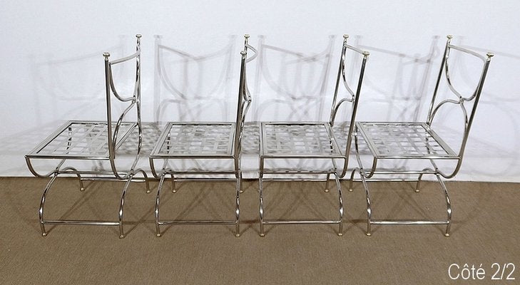 Savonarole Model Table and 4 Chairs Set from Maison Jansen, 1960s, Set of 5-RVK-1311074